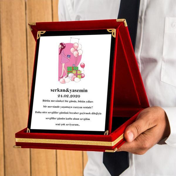 Sevgililer Günü Tasarımlı Plaket