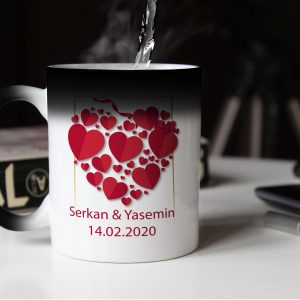 Sevgililer Günü Tasarımlı Sihirli Kupa