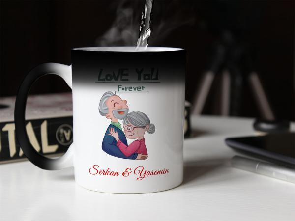 Sevgililer Günü Tasarımlı Sihirli Kupa