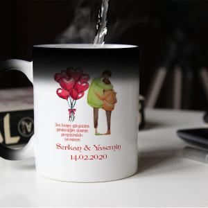 Sevgililer Günü Tasarımlı Sihirli Kupa