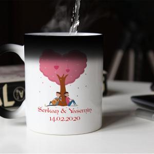 Sevgililer Günü Tasarımlı Sihirli Kupa