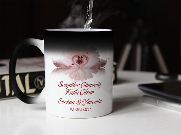 Sevgililer Günü Tasarımlı Sihirli Kupa