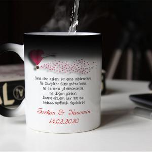 Sevgililer Günü Tasarımlı Sihirli Kupa