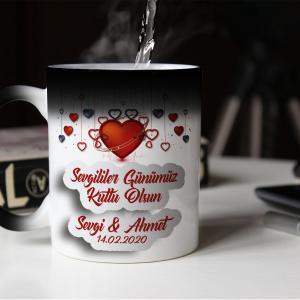 Sevgililer Günü Tasarımlı Sihirli Kupa