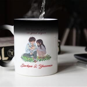 Sevgililer Günü Tasarımlı Sihirli Kupa