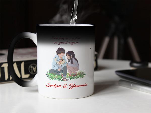 Sevgililer Günü Tasarımlı Sihirli Kupa