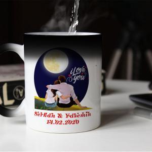 Sevgililer Günü Tasarımlı Sihirli Kupa