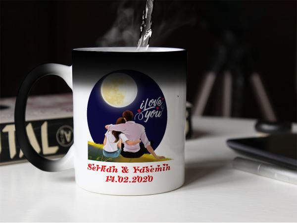 Sevgililer Günü Tasarımlı Sihirli Kupa