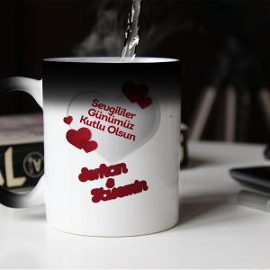 Sevgililer Günü Tasarımlı Sihirli Kupa