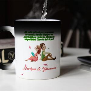 Sevgililer Günü Tasarımlı Sihirli Kupa