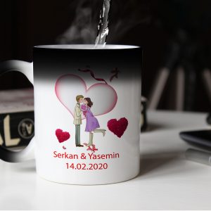 Sevgililer Günü Tasarımlı Sihirli Kupa