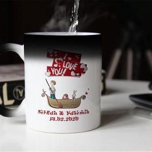 Sevgililer Günü Tasarımlı Sihirli Kupa