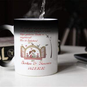 Sevgililer Günü Tasarımlı Sihirli Kupa