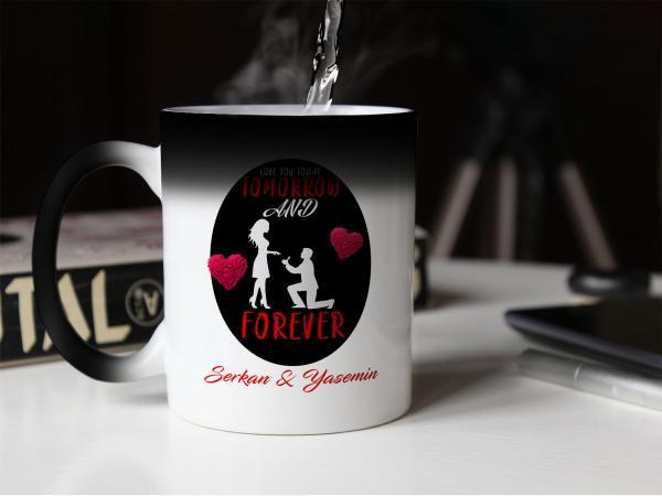 Sevgililer Günü Tasarımlı Sihirli Kupa