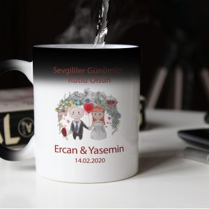 Sevgililer Günü Tasarımlı Sihirli Kupa