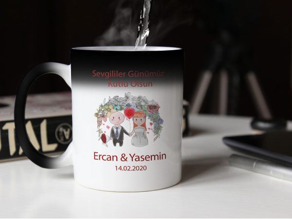 Sevgililer Günü Tasarımlı Sihirli Kupa