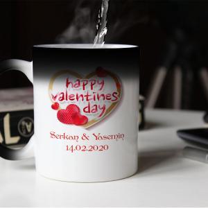 Sevgililer Günü Tasarımlı Sihirli Kupa