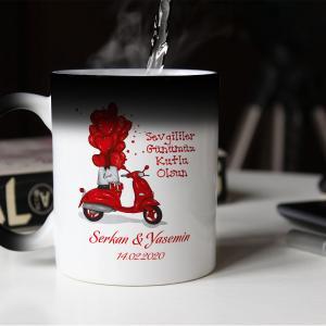 Sevgililer Günü Tasarımlı Sihirli Kupa