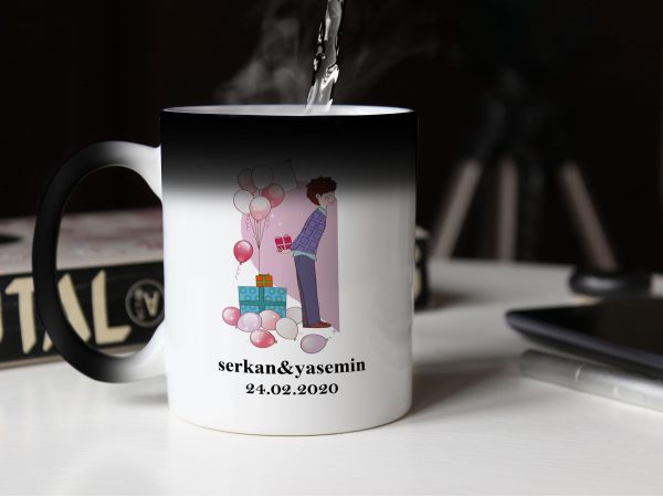 Sevgililer Günü Tasarımlı Sihirli Kupa