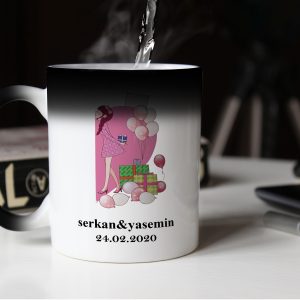 Sevgililer Günü Tasarımlı Sihirli Kupa