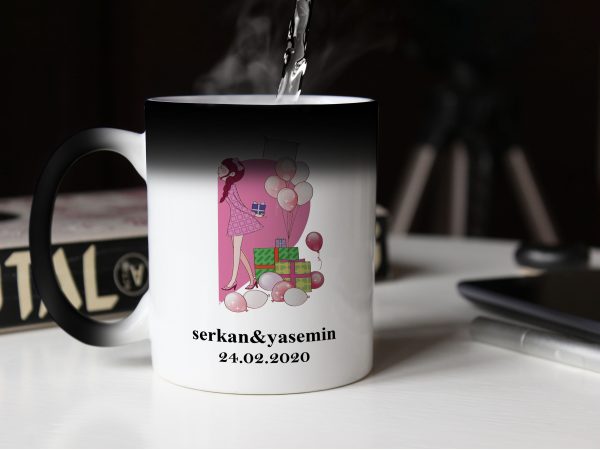 Sevgililer Günü Tasarımlı Sihirli Kupa