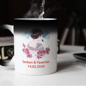 Sevgililer Günü Tasarımlı Sihirli Kupa
