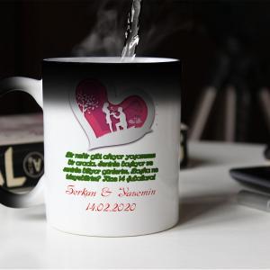 Sevgililer Günü Tasarımlı Sihirli Kupa