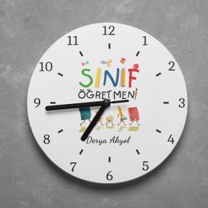 Kişiye Özel Sınıf Öğretmeni Yuvarlak Duvar Saati