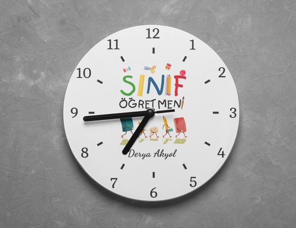 Kişiye Özel Sınıf Öğretmeni Yuvarlak Duvar Saati