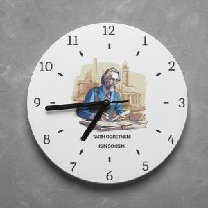Kişiye Özel Tarih Öğretmeni Yuvarlak Duvar Saati