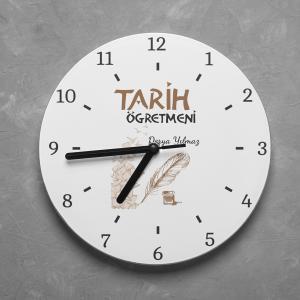 Kişiye Özel Tarih Öğretmeni Yuvarlak Duvar Saati
