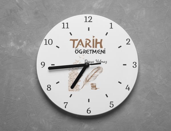 Kişiye Özel Tarih Öğretmeni Yuvarlak Duvar Saati