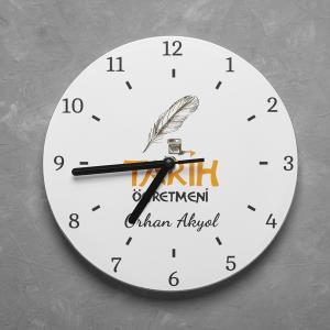 Kişiye Özel Tarih Öğretmeni Yuvarlak Duvar Saati