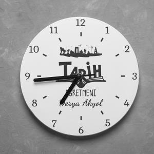 Kişiye Özel Tarih Öğretmeni Yuvarlak Duvar Saati