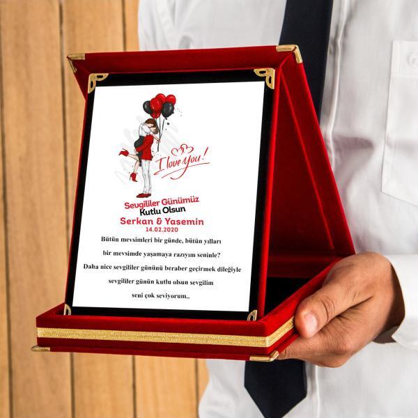 Sevgililer Günü Tasarımlı Plaket