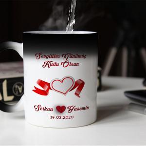 Sevgililer Günü Tasarımlı Sihirli Kupa