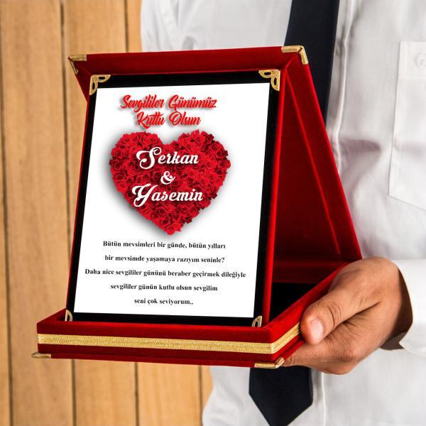 Sevgililer Günü Tasarımlı Plaket