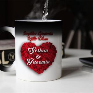 Sevgililer Günü Tasarımlı Sihirli Kupa