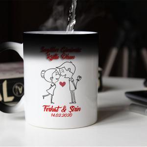 Sevgililer Günü Tasarımlı Sihirli Kupa