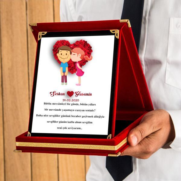 Sevgililer Günü Tasarımlı Plaket