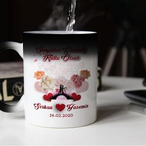 Sevgililer Günü Tasarımlı Sihirli Kupa