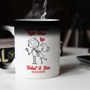 Sevgililer Günü Tasarımlı Sihirli Kupa