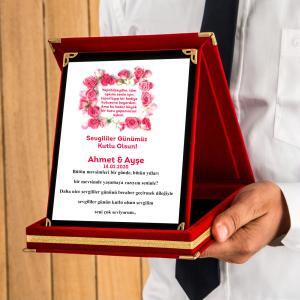 Sevgililer Günü Tasarımlı Plaket