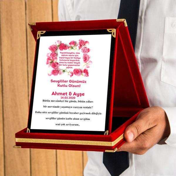 Sevgililer Günü Tasarımlı Plaket