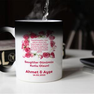 Sevgililer Günü Tasarımlı Sihirli Kupa