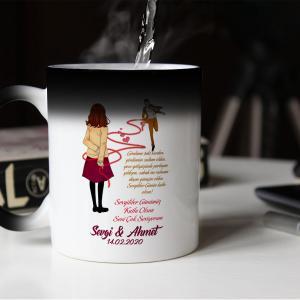 Sevgililer Günü Tasarımlı Sihirli Kupa