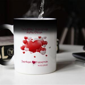 Sevgililer Günü Tasarımlı Sihirli Kupa