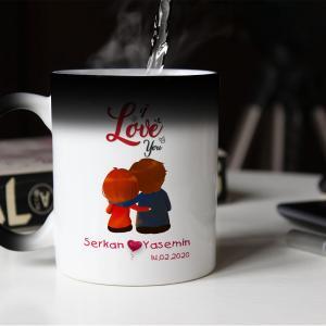 Sevgililer Günü Tasarımlı Sihirli Kupa