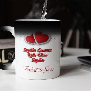 Sevgililer Günü Tasarımlı Sihirli Kupa