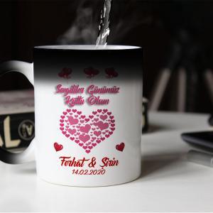 Sevgililer Günü Tasarımlı Sihirli Kupa
